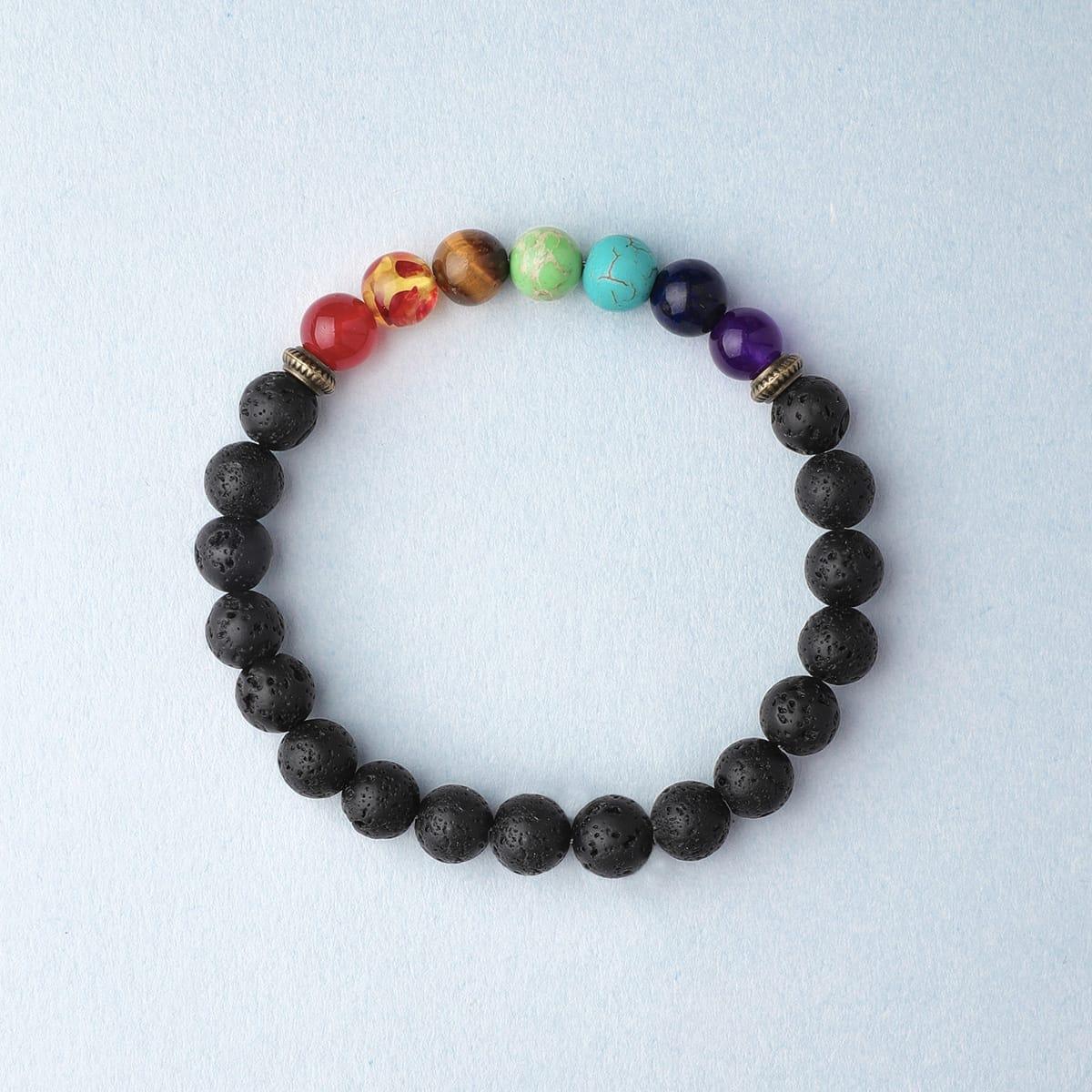 MounEssentials Chakra Diffuser Bracelet "7 Chakra" Lava Bead Diffuser Bracelet