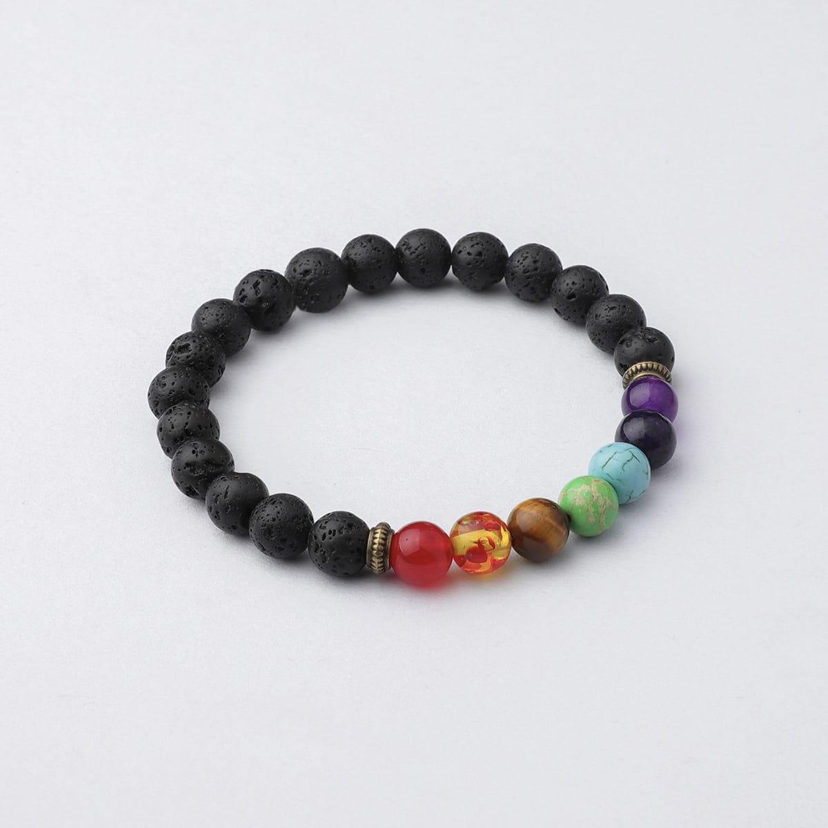 MounEssentials Chakra Diffuser Bracelet "7 Chakra" Lava Bead Diffuser Bracelet