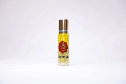 Jasmine and Fluorite Infusion Roll-On in sleek glass bottle with gold cap