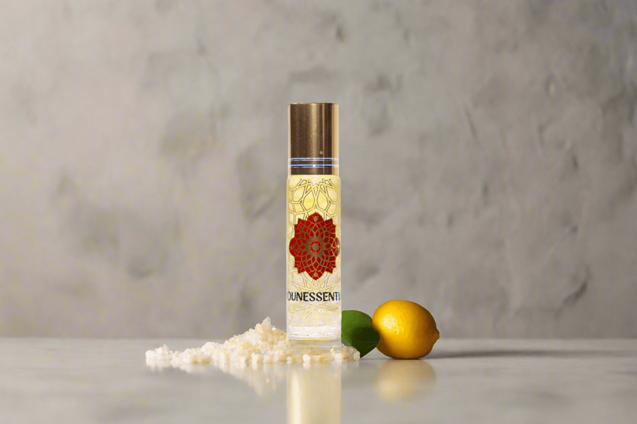 MounEssentials Essential Oil Roll-Ons Lemon essential oil Body Roll-On Infused with Citrine Crystals