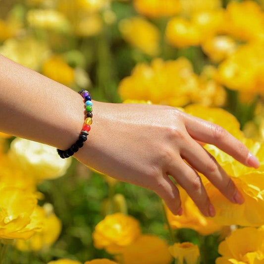 MounEssentials Chakra Diffuser Bracelet "7 Chakra" Lava Bead Diffuser Bracelet