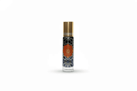 Blue Lotus & Lapis Lazuli Infusion roll-on perfume bottle with mandala design
