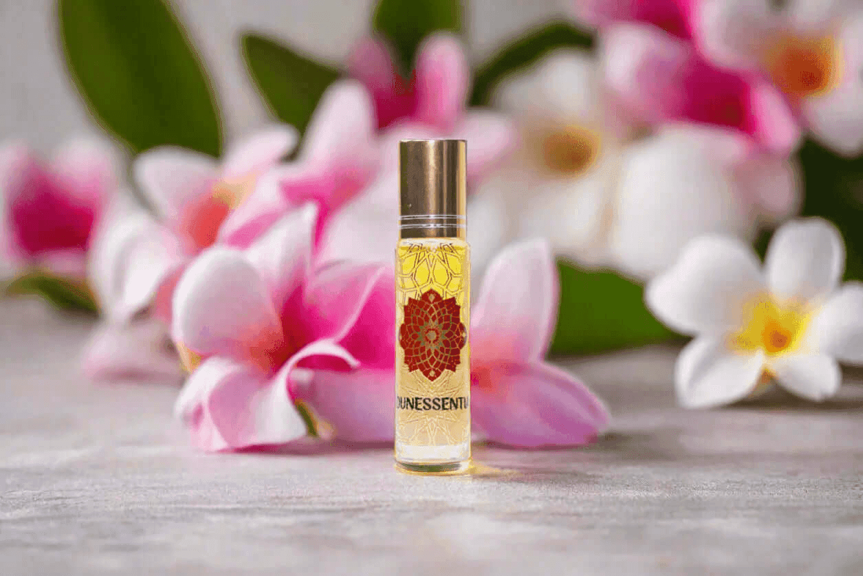 Plumeria and Sunstone Infusion Body Roll-On.