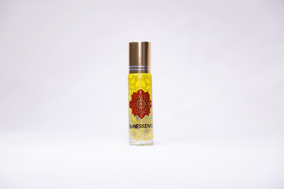 Ylang Ylang and Rose Quartz Infusion Body Roll-On — clean rose quartz crystal-infused roll-on bottle
